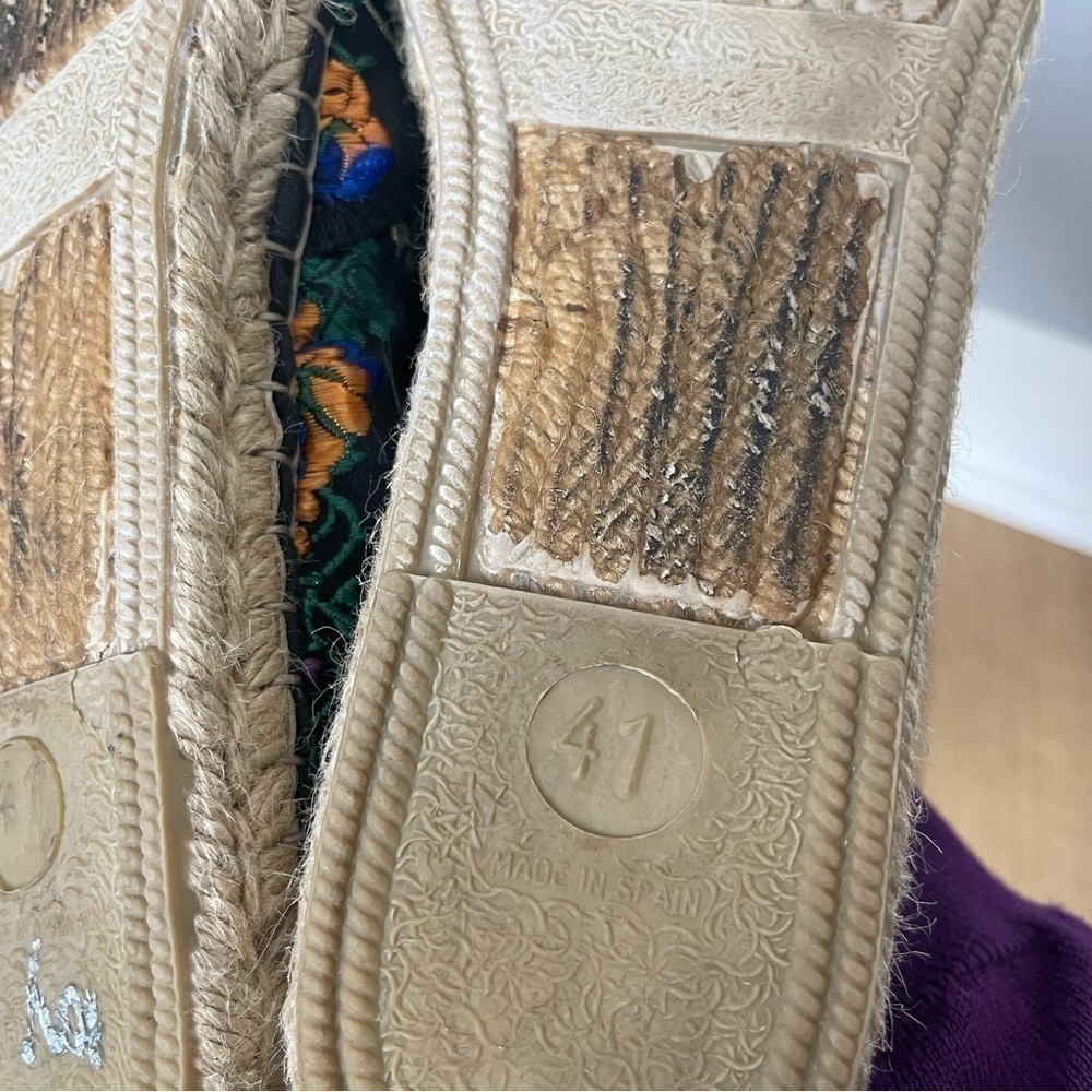 FABIOLAS Espadrilles Flat Slip-On Floral Embroidered Handcrafted Shoes Sz 41 - Picture 8 of 9
